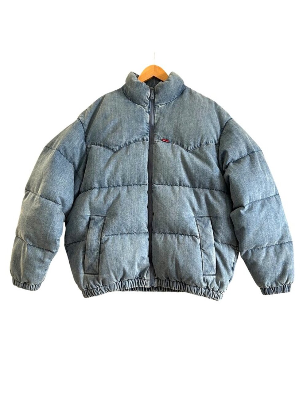 Levis Men's Sz Medium Blue Denim Super Puffer Jacket Insulated